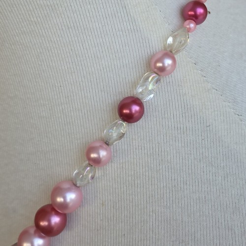 Menge 2 Japan Halskette Vintage Glas Rosa Perle Multi 3+1 Strnd Latz Perlen Elegant - Bild 21 von 24