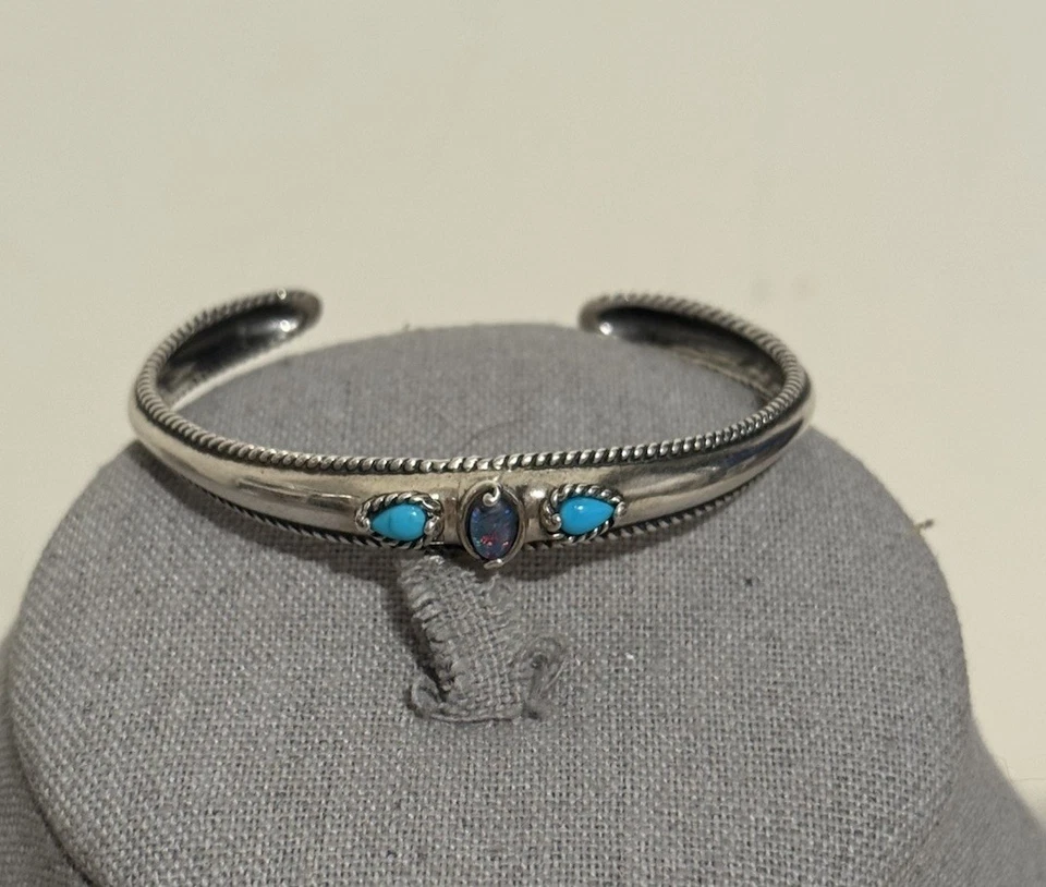PULSERA BRAZALETE PLATA ESTERLINA CAROLYN POLLACK ÓPALO DOBLETE Y TURQUESA Foto 4 de 4