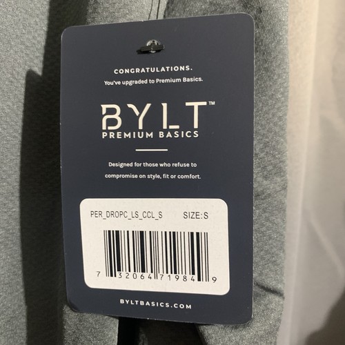 Bylt Shirt Mens Dark Charcoal Long Sleeve Drop Cut Lux Performance Stretch - Picture 3 of 8