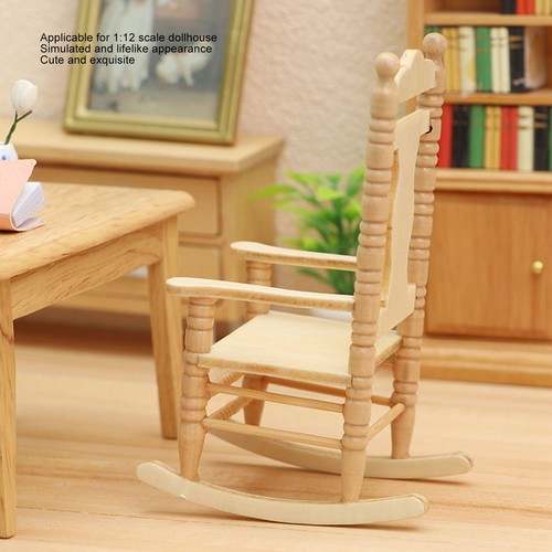 Miniature Rocking Chair Dollhouse Rocking Chair Birch For Party For Amateur - Picture 2 of 12