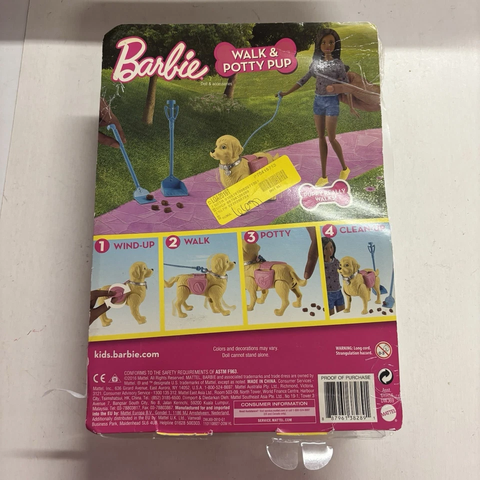 BRAND NEW IN BOX MATTEL BARBIE WALK & POTTY PUP NIB AFRICAN AMERICAN DOLL SET - Imagem 3 de 3