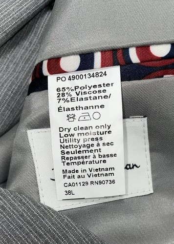 Ben Sherman Mens Slim fit 2 Piece Suit 38L / 32 Waist Light Grey Solid Stretch - Afbeelding 8 van 8