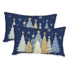 Christmas Pillow Covers 12X20 Set of 20" x 12" Pack of 2 Christmas-navy Blue