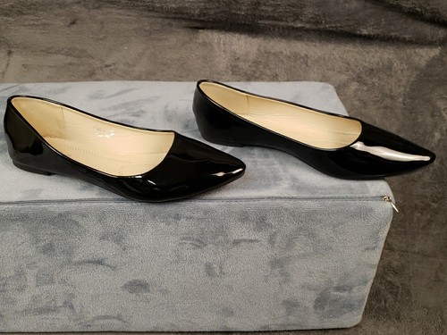 Bella Marie Women’s Pointy Toe Ballet Flats Black Patent Leather Size 8.5 - Picture 4 of 12