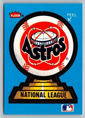 Houston Astros 1987 Fleer MLB Baseball Logo Sticker Card (Padres Logo on Back)