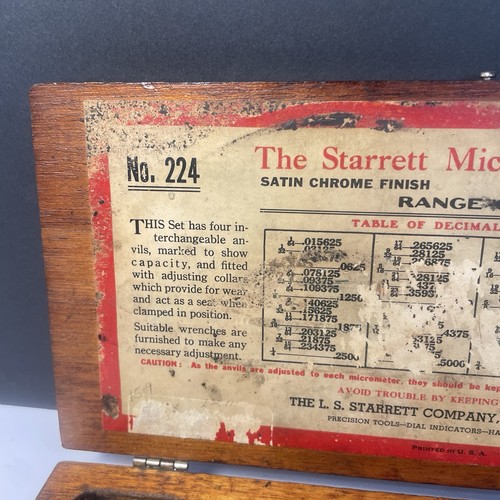Starrett No. Juego de pinzas de 224 micrómetros AA - Herramienta de precisión de rango de 0-4" EE. UU. DE COLECCIÓN-2 - Imagen 9 de 21