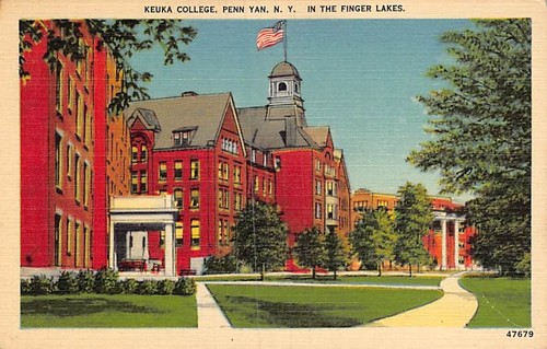 Postal NY: Keuka College, Penn Yan, Nueva York, lino publicado 1945 - Imagen 1 de 3