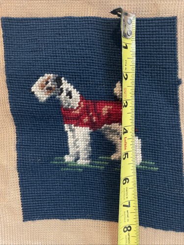 Vintage Airedale Terrier Dog Needlepoint Tapestry 6 1/" x 8" - Picture 2 of 4