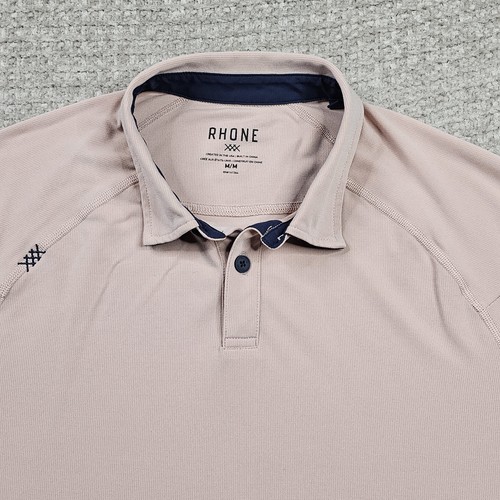 Rhone Herren Delta Pique Poloshirt Kurzarm Rosa Größe M
