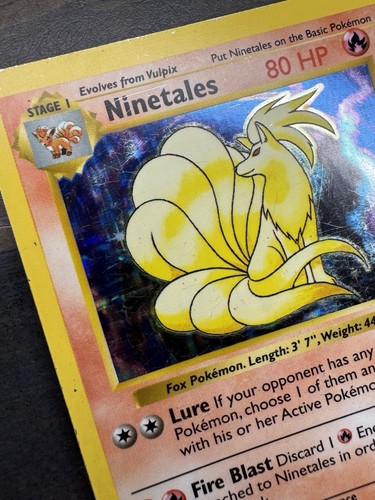 Ninetales 12/102 Holo Raro Conjunto Base Tarjeta Pokémon Sin Sombras 1999 Llama Negra - Imagen 7 de 9