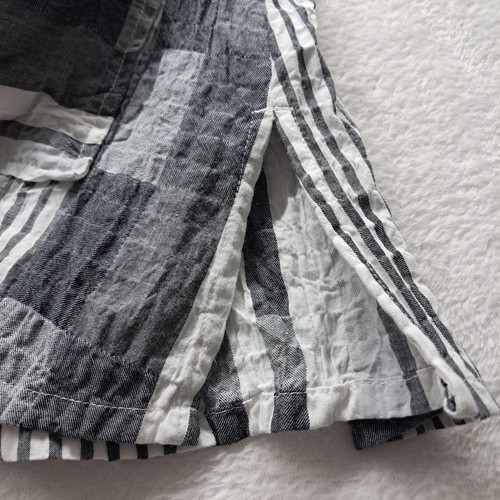 Habitat Top Women's Medium Gray White Striped Pockets Cowl Neck Lagenlook - Picture 9 of 11