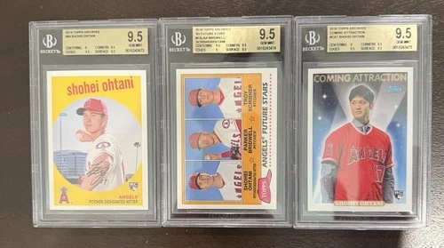 2018 Topps Archives Shohei Ohtani Rookie Card Lot x3. BGS 9.5, 9.5, 9.5 Gem Mint