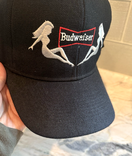 Budweiser beer baseball cap hat Embroidered logo Bikini Girls SnapBack Black - Picture 7 of 10