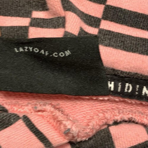 Lazy Oaf Trip Out Checkerboard Hoodie Size Medium Pink Geometric Rave Sweatshirt - Picture 10 of 14