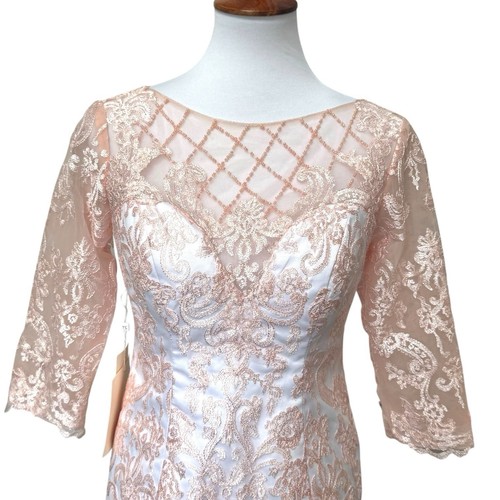 NWT LT LanTing Embroidered Beaded Mother of Bride Sheath Dress Pink SMALL - READ - Picture 3 of 19
