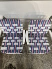 DWN•#2 Vintage 2 Aluminum Nylon Webbed Red White Blue Folding Patio Lawn Chairs