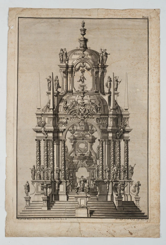 PFEFFEL (*1715) nach BIBIENA (*1696), Barocker Theater Entwurf, KSt. Barock - Bild 2 von 4