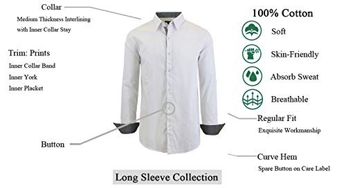 GALAXY BY HARVIC MENS LONG SLEEVE SOLID SLIM FIT DRESS SHIRTS SIZE 2XL - WHITE - Picture 3 of 5