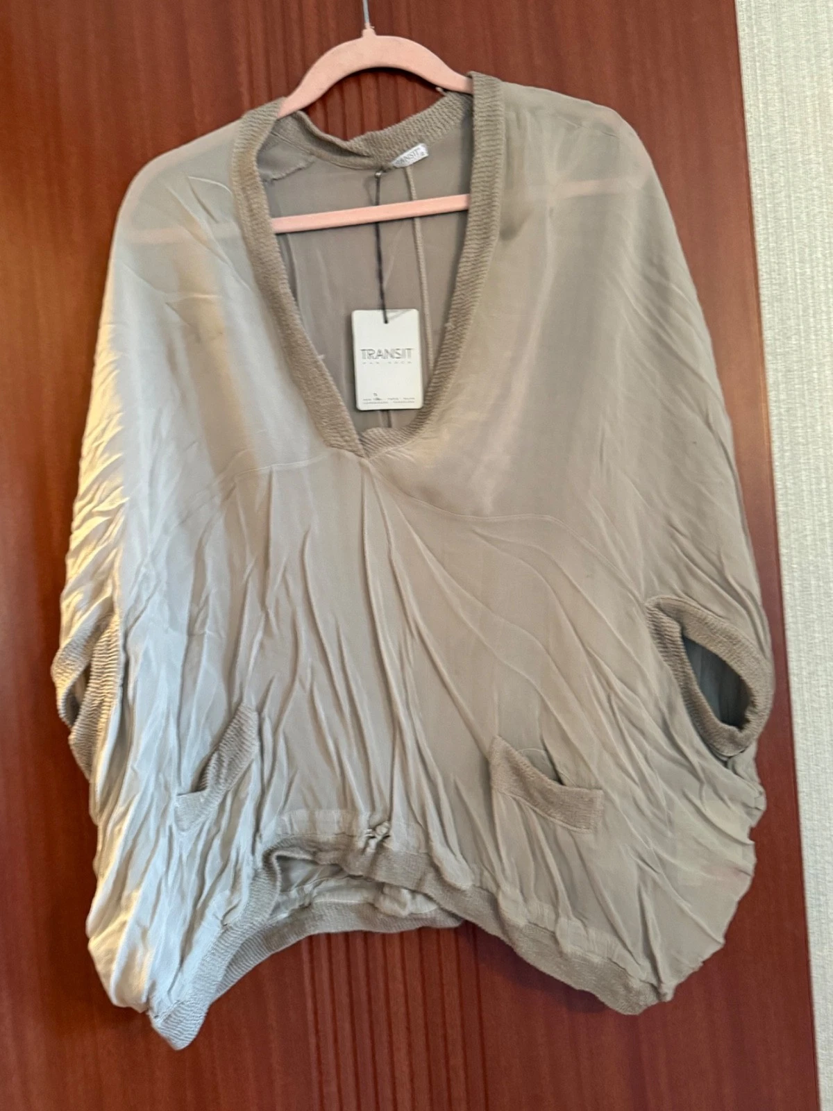 Transit Par Such Light Gray Poncho Cover Top Oversized Size Small BNWT FREE US S