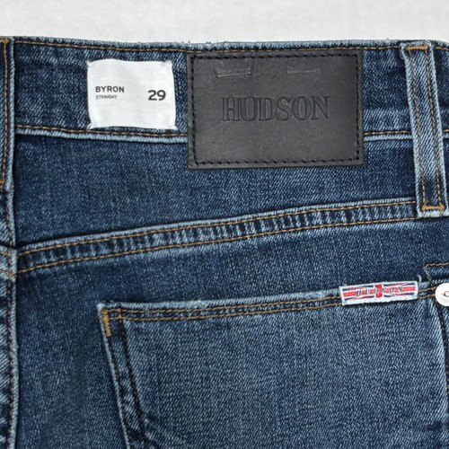 Hudson Byron Straight Leg Jeans Mens 29 30X29 Dark Wash Denim Logo EUC - Picture 9 of 10