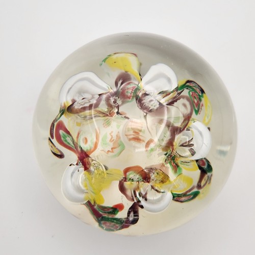 Millefiori Art Glass Small Paperweight 3” x 2.5” Brown, Green, Orange Bullicante - Picture 2 of 7