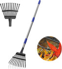 Leaf Rake for Gardening - 8.5" Wide Small Garden Rake for Leaves,11 Tines Metal