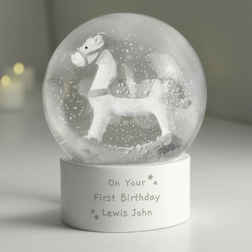 Mensaje Personalizado Caballo Mecedor Brillo Globo de Nieve, Globo de Nieve para Niños - Imagen 8 de 10