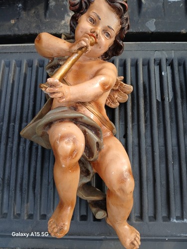 ANTIQUE 24" CHRISTIAN ANGEL CHERUB PUTTO FIGURE STATUE SCULPTURE