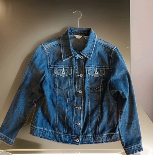 LAURA ASHLEY PETITES Jean Jacket. Women's Size P. Denim Blue Cotton Western