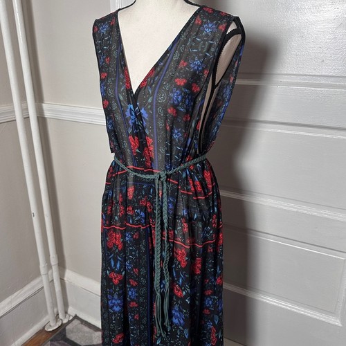 City Chic Long Cardigan Duster Open XXL Sheer Black Floral Belted Boho Fairy - Picture 6 of 16