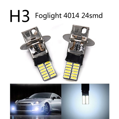 High New Set 4014 Driving Led H3 Bright 24smd White 12v Light Lamp Power Fog - Picture 1 of 12