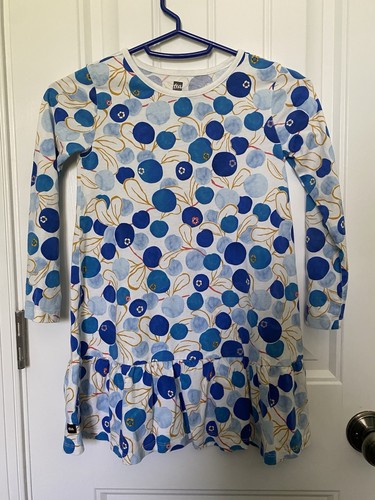 TEA Dress Sz. 6, Blueberry Print, Dropped Waist with Ruffle Skirt, Size 6