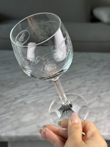 Set of 6 Vintage Bohemia Crystal Crystalex Etched Thistle Wine Glasses 6 5/8" - Picture 10 of 11