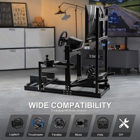 Marada 4080 Aluminum Racing Sim Cockpit With TV Stand Fit Logitech Thrustmaster