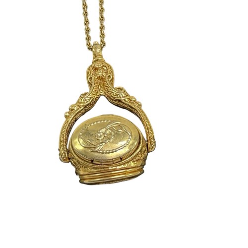 Vintage 1928 GOLD TONE FLORAL 3-LOCKET SPINNER PENDANT NECKLACE LONG CHAIN - Bild 2 von 5