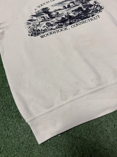 Vintage 80s Woodstock Connecticut Sweatshirt Men Size Medium White Travel MARKED - Picture 8 of 15
