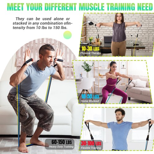 Resistance Bands Set with Yellow Handles, Exercise/Workout/ Fitness Bands wit... - 第 5/7 張圖片