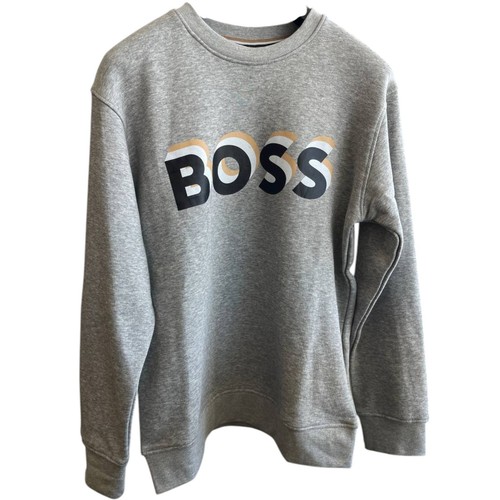 Neu Boss Hugo Boss Sweatshirt Pullover grau Rundhalsausschnitt mit 3D Logo Gr. L