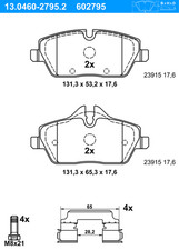 ATE Bremsbeläge mit Zubehör Vorne (13.0460-2795.2) für Mini Clubman BMW 2 |