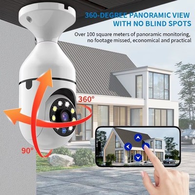 360° 1080P IP E27 Light Bulb Camera Wi-Fi IR Night Smart Home Wireless Security