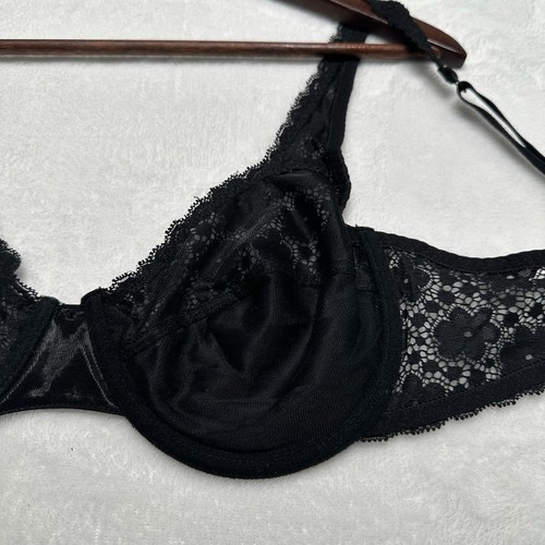 Vintage Parisa By Amir Black Lace Bra Thong Panty Lingerie Set 36D Large Nylon - Picture 17 of 24