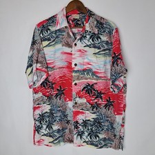 Vintage Go Barefoot Hawaiian Shirt Mens Medium 100 -Rayon Button Up S/S USA