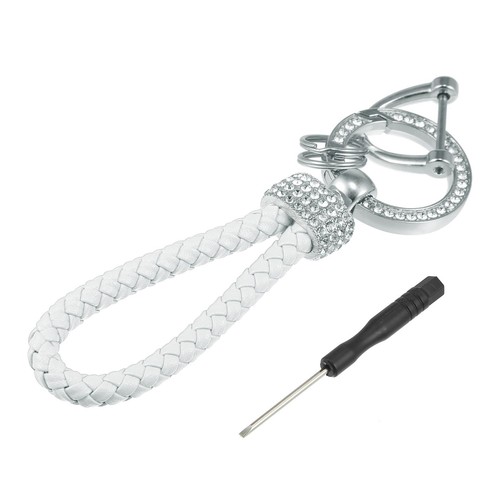 Car Fob Key Chain Keychains Holder for Men and Women Bling Key Rings Set White - Picture 5 of 7