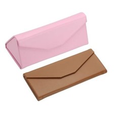 Foldable Glasses Case, Triangle Magnetic Sunglasses Organizer Dark Brown/Pink