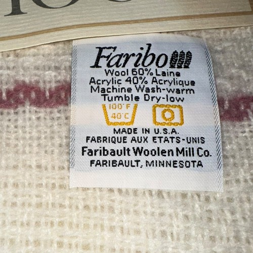 NEW Vintage Afghan Throw Faribo Cream Wool/Acrylic Blanket U.S.A. WPL 328 - Picture 5 of 5