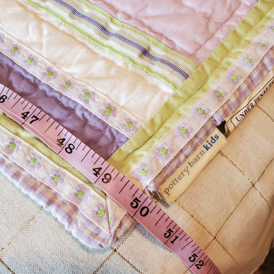 Edredón de cama Pottery Barn niños niñas pequeñas lavanda y verde 50"x 36" Foto 2 de 4