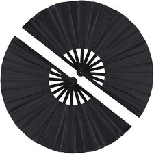 2 Pack Large Folding Hand Fan, Nylon-Cloth Vintage Retro Fabric Fans