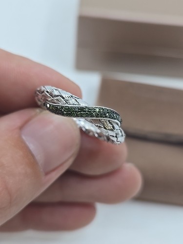 QVC geflochtener 1/7 kt grüner Diamant Sterlingsilber Bandring von Affinity Größe 11 - Bild 3 von 9