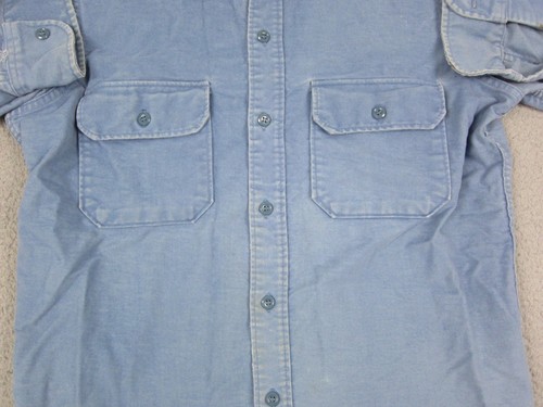 True Vintage Woolrich Hemd Herren Large Blau Chamois Flanell Outdoor 60er 70er USA - Bild 3 von 19