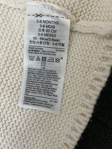 Suéter con Capucha BabyGap Bebé Niña 3/6M Tejido Unicornio Crema/Rosa - Imagen 6 de 10